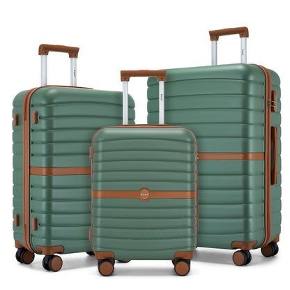 Kono Koffer, 20 Zoll, 24 Zoll, 28 Zoll, ABS+PC, Camping-Gestreiftes Design mit Farbblock-Details, Hartschale mit Spinner-Rollen, Black Friday, Thanksgiving, Weihnachtsgeschenk
