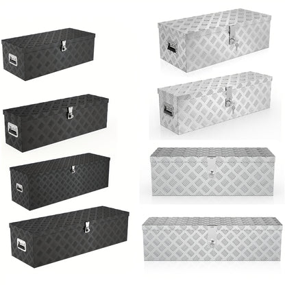 Truckbox Werkzeugkasten Aufbewahrungsbox Aluminiumkoffer Transportbox, Zugvorrichtungskasten für Autoanhänger LKW Nutzfahrzeuge Aufbewahrungsbox Werkzeugkasten Gurtbox Aluminiumbox 38L/60L/80L/170L Schwarz/Silberfarben