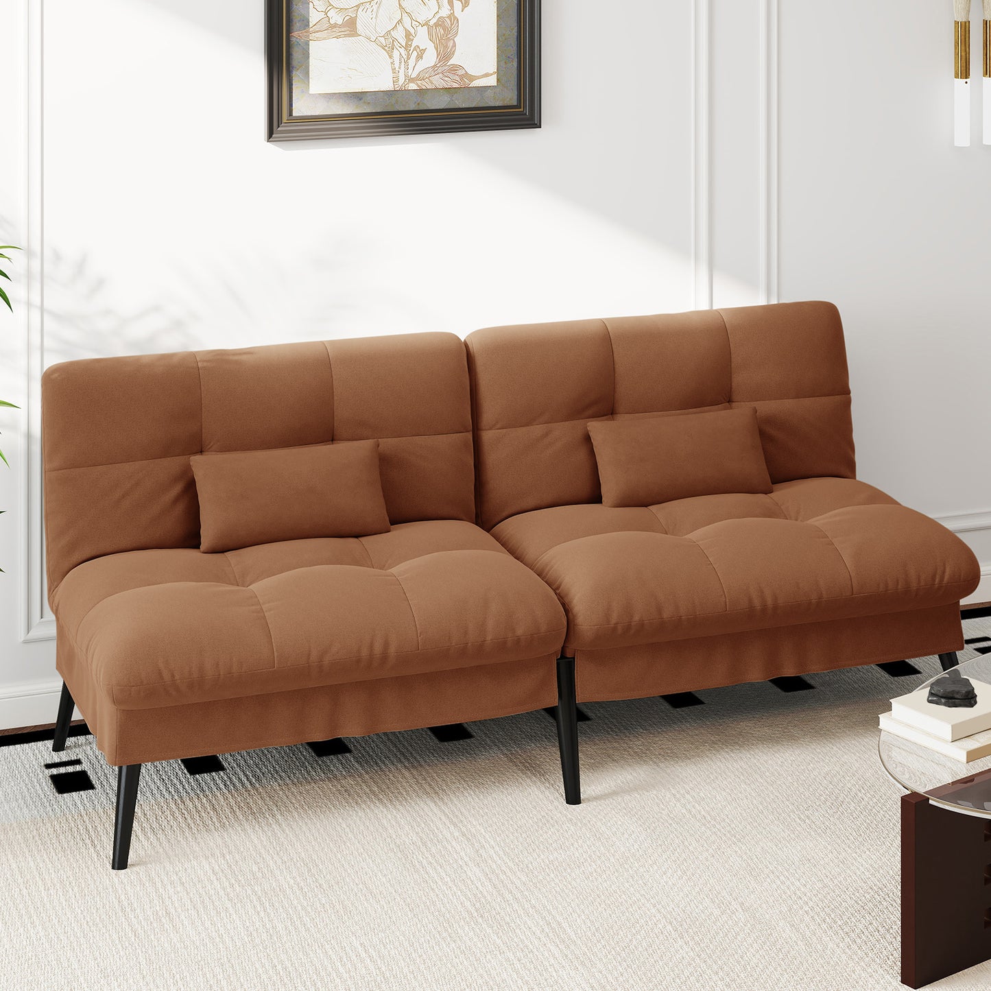 Sofa Schlafsofa mit Schlaffunktion, überzug Futon Klappsofa, Bettcouch, ecksofa, Couch Gästebett, 3-Sitzer Sofa, mit verstellbare Rückenlehne aus Stoff