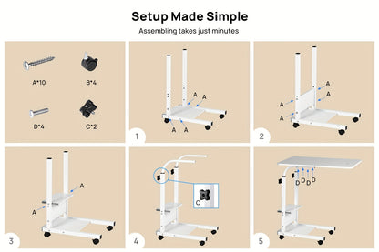Verstellbarer Standeskratzer 68,58cm-83,82cm, 3-stöckiger Schreibtisch mit Aufbewahrung, Unterbaurahmen für platzsparende Platzierung, robust und langlebig, einfach zu installieren, komfortabler Schreibtisch ideal für Home Office, Sofa