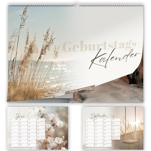 Geburtstagskalender undatiert Geburtstagsplaner Wandkalender A5 immerwährend Jahresunabhängig Kalender Geburtstagsübersicht zum Aufhängen Beige Boho Design Natur