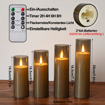 8er-Pack LED Kerzen für Halloween Tischdeko Innenbereich, Batteriebetriebene flackernde, realistische, flammenlose Kerzen mit Fernbedienung und Timer für Halloween, Haus, Fenster, Kamin, Weihnachten, Grau