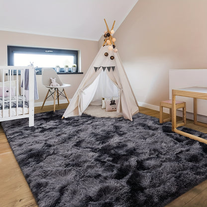 Großer Teppich 200x300 cm / 78,5"x118" Plüschteppich für Wohnzimmer, Schlafzimmer - Weiche flauschige Bodenmatte, waschbar, rechteckig (Grau)