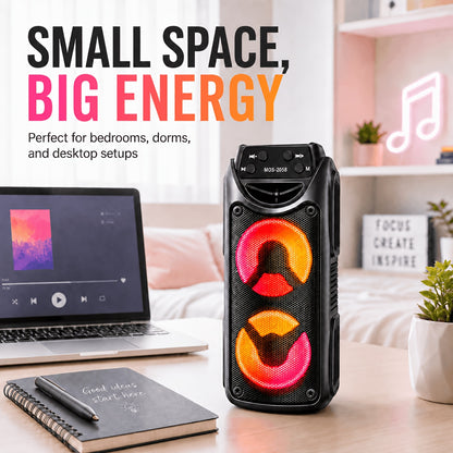 Tragbares Bluetooth-PA-Party-Lautsprechersystem mit zwei Tieftönern, PartyBox für JBL, TWS-Kopplung, RGB-LED-Lichter & UKW-Radio, karaokefähiger Outdoor-Lautsprecher für Sommerfestivals, Gartenpartys  Camping, Geschenk für Musikliebhaber