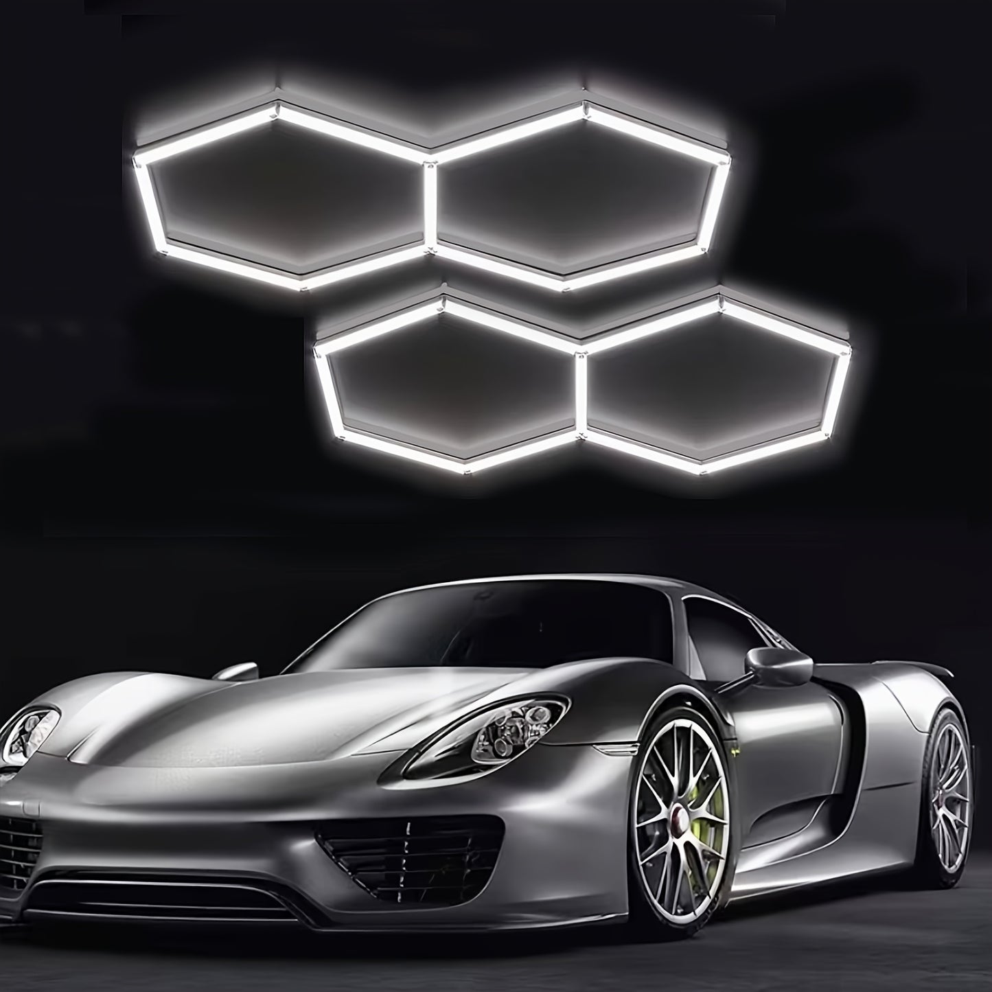 5/8er Pack Sechseckige LED Deckenleuchten - 280W 33600LM Ultra Helle Kaltweiß 6500K, Moderne Außenbeleuchtung für Garage, Werkstatt, Studio, Autowerkstatt - Leistungsdauer, Einfache Installation, Montage