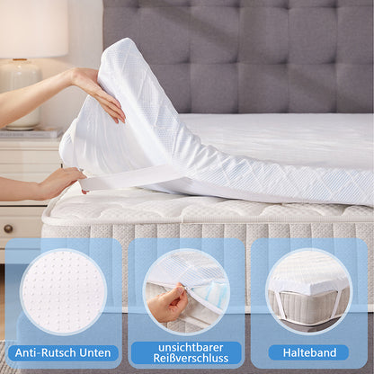 H3 Topper Gel-Memory-Schaum 5-Zonen, Matratzentopper 180/ 160/140/120/90 x 200 cm, 7,5 cm und 5 cm hoch Gel Mattress Topper, mit waschbarer Bezug, 4 Anti-Rutsch-Bändern, Volle Größe Matratze, für Komfort Schlaf,mobel fur zuhause
