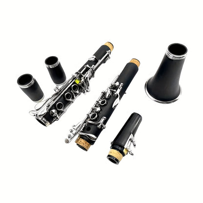 Siemonic B-Flöte 17-Tasten, vernickeltes Klarinettenset mit Koffer, Anfänger-Klarinettenset mit Reinigungsset und Zubehör, Blasinstrument für Übung, Aufführung und musikalische Nutzung