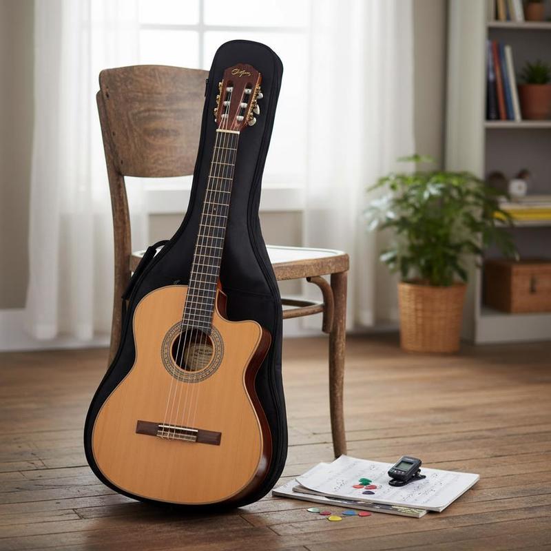 Gitarre Koffer 1/2 (34") Klassische Gitarre Schwarz 94X35 Cm Stoff für Transport, Übung, Aufbewahrung, Leichtes und tragbares, strapazierfähiges Material, Schutz vor Kratzern und Impakten