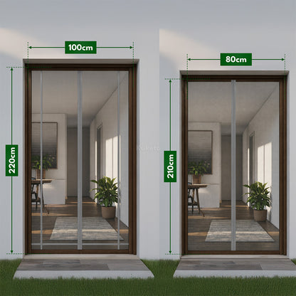 Kuketo – Magnetisches Moskitonetz in mehreren Größen für Balkontüren und Fenster – Insektenschutzgitter mit automatischem Verschluss – Breitenoptionen 80–160 cm – Länge 210/220 cm – Verschiedene Farben – Für Haus, Wohnung und Balkon – Schutz gegen Fliegen