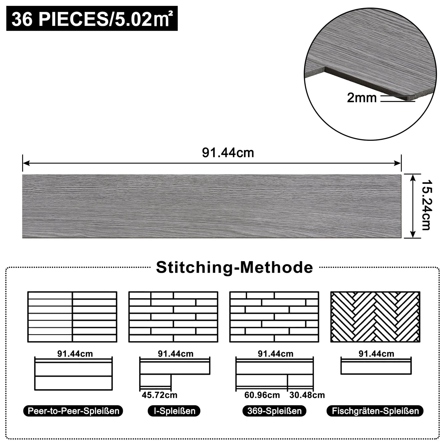 36 Stück Vinylboden Selbstklebender PVC-Boden für Badezimmer Wohnzimmer Flur Einfache Installation 3D Geprägte Holzmaserung Modernes Design