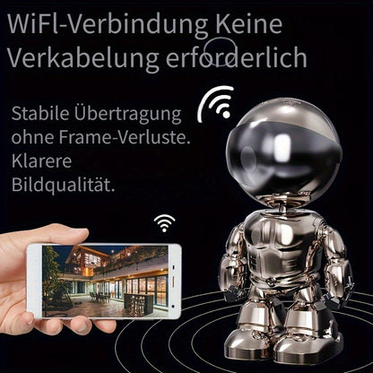 3MP HD Smartphone Roboter Kamera, Innenraumkameras mit Audio und Video, Kabellose Outdoor Innenraum Überwachungskameras, Haustierkamera für Katze Hunde, 360 Grad Nachtsicht Nanny Kamera für Schlafzimmer, Zwei-Wege-Audio, Bewegungserkennung, Geschenke für