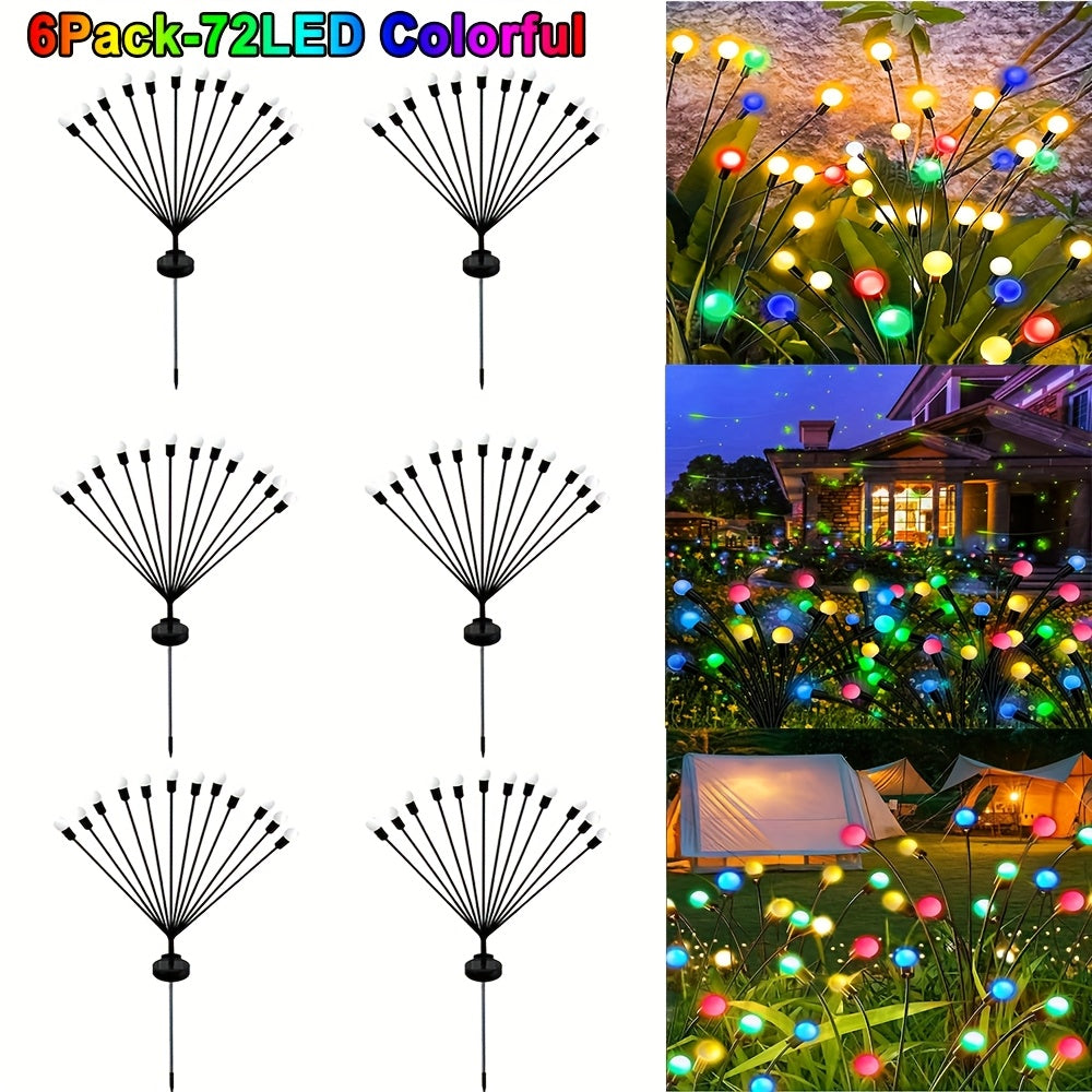 6 Stück Solar-Glühwürmchen-Lichter - 12LED-Upgrade, Solarbetriebene Schwinglaterne, 800mAh Akku - IP65, für Baustellen, Wege, Garten, Straße, Höfe, Terrassen - Ideal als Arbeitslicht, Solarleuchten für draußen, Baustellenbeleuchtung