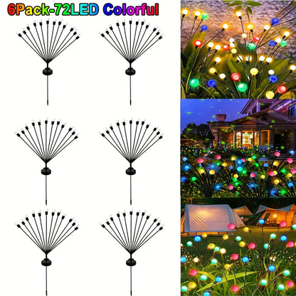 6 Stück Solar-Glühwürmchen-Lichter - 12LED-Upgrade, Solarbetriebene Schwinglaterne, 800mAh Akku - IP65, für Baustellen, Wege, Garten, Straße, Höfe, Terrassen - Ideal als Arbeitslicht, Solarleuchten für draußen, Baustellenbeleuchtung