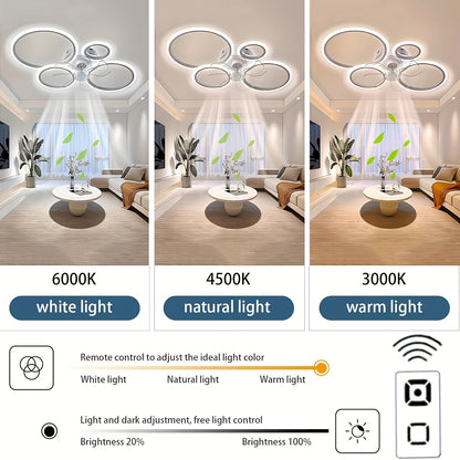 Deckenventilator mit Beleuchtung, LED-Deckenleuchte mit Ventilator-Fernbedienung  App, leise, dimmbare Deckenlampe mit Timer für Schlafzimmer, Wohnzimmer, Esszimmer, 80x12cm
