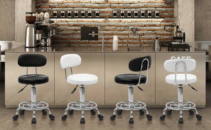 360° runde Salonstuhl mit Rückenlehne und Linien, professioneller, verstellbarer Salonstuhl, moderner Barhocker mit drehbarem PU-Leder, Armlehne für Küche, Esszimmer, Wohnzimmer, Bistro, Spa