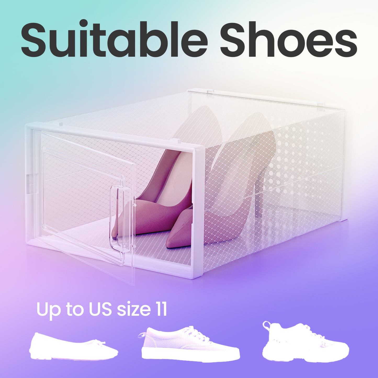 12 Stück Stapelbare Schuhboxen,Schuh-Organizer aus Kunststoff, Schuhaufbewahrungsschubladen, Aufbewahrungsboxen,faltbar und stapelbar, für Schuhe bis Größe 44