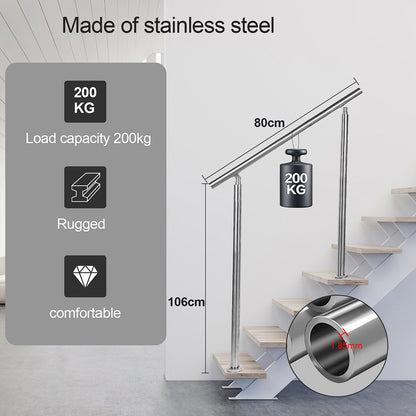 Treppengeländer aus Edelstahl für Treppen, Balkon, Terrasse, Garten, Balustrade, horizontale Stäbe, Treppengeländer, Handlauf, Halterung mit 0-5 Querstäben, oberflächenmontierte Treppe mit 2 Pfosten, Edelstahl Eingangsgeländer, Konstrukteursatz, Universal