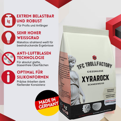 5kg DIY Giesspulver hochweiß detailgenau Xyrarock perfekt Gießen für Figuren Modelle für Silikonformen Maximale Kreativität