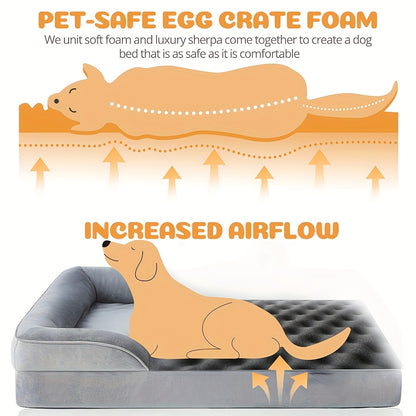 XXL Extra - für große Hunde & Katzen Betten/Sofas/Kennel - Tiefes Grau & Hellgrau, Verdickter Memory Foam, Abnehmbarer Waschbarer Bezug, Rutschfest mit Seitenteilen, Haustierbett für große Hunde/Katzen, Weihnachtsgeschenk, Inklusive kostenlosem dickem Hau