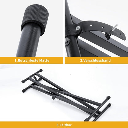 Höhenverstellbares X-förmiges Tastenbrett-Ständer, robustes und stabiles Design, starke Unterstützung, bequem zu falten und zu transportieren, perfekt für den Heimgebrauch, Studios, Bühnenauftritte und Musikunterricht