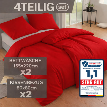 4-teiliges Bettwäsche-Sets 4 verschiedene Größen – 2x Bettbezug & 2x Kissenbezug 80x80 cm & 40x80 cm, Weiche Mikrofaser, Atmungsaktiv & Pflegeleicht, Ganzjahresgeeignet