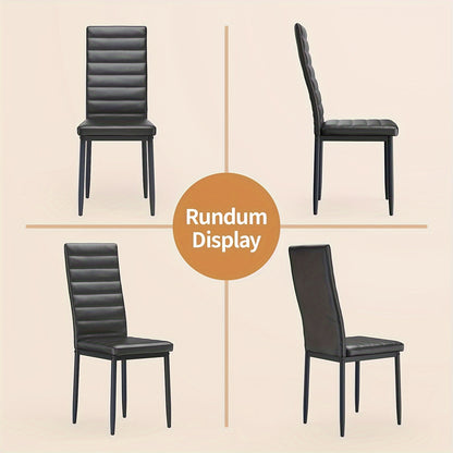 Esszimmerstühle Set mit 4 Stück, Esszimmerstühle Set für Küche, Esszimmer, Kunstleder, hoher Rücken, modern