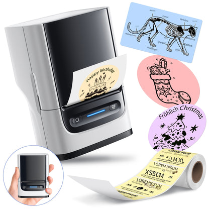 PM220B Etikettendrucker mit Klebeband, Etikettendrucker, tragbarer Thermodrucker für Kleinunternehmen, Zuhause, Büroanschrift, Logo, Kleidung und mehr