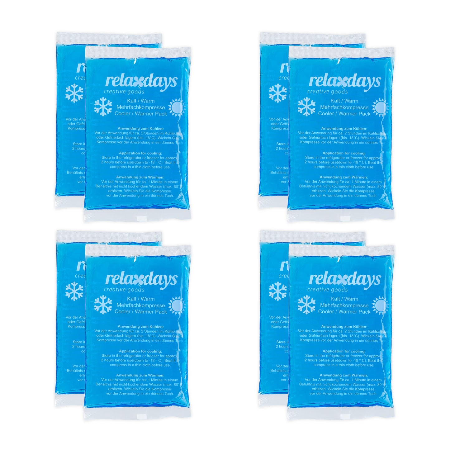 Kühlpads rechteckig 8er Set blau