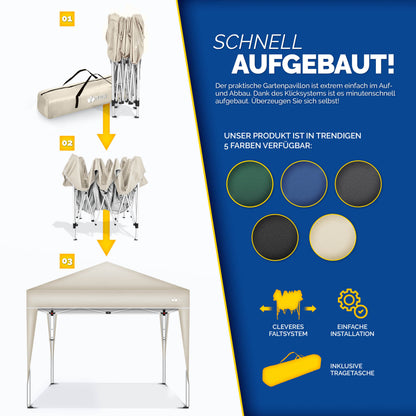 tillvex® Pavillon 3x3m Faltbar + 4er Set Sandsäcke | Pop-Up Faltpavillon Wasserdicht Stabil & Höhenverstellbar | Gartenzelt UV Schutz 50+ | Partyzelt Winterfest mit Tasche für Draußen Garten Camping