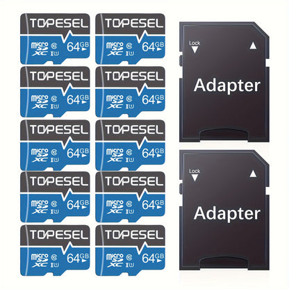 TOPESEL 5er-Pack/10er-Pack 64GB/32GB/16GB Micro SD-Karten mit Adapter Klasse 10 U1 SDHC Speicherkarten für Smartphones, Tablets, Kameras, Dash Cams, Überwachungskameras, Fire Tablets