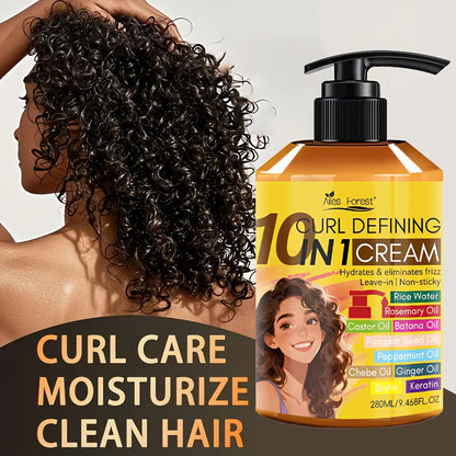 Verbesserte 10-in-1 Lockencreme, das ultimative Lazy Curling Tool! Perfekt für welliges und lockiges Haar, sie erzeugt natürliche Locken mit langanhaltendem Halt. Der 280ml Pumpeinspritzer sorgt für präzise Anwendung, während die schnelltrocknende Formel