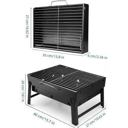 Faltbarer Reise-Grill mit Kohle, Kompakter Gartengrill im Koffer-Design, Leicht und Tragbar, Inklusive Großer Grillfläche und Belüftungsöffnungen für Effizientes Kohleverbrennen, Ideal für Camping, Picknicks und Outdoor-Aktivitäten