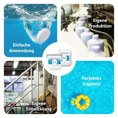 Fresh-Pool Profi Langzeit Chlor Tabletten 200g 5 kg - Chlortabs / Chlortabletten für Pool | Chlor Langzeittabletten Pool | Langzeit Chlortabletten 200g