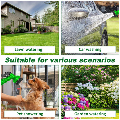 Dehnbarer Gartenschlauch 15M - Wasserschlauch mit 50FT Länge, Knickfreier, flexibler Gartenschlauch, 6 verstellbare Sprühmuster, Einfache Aufbewahrung Gartenschlauch für Gartenarbeit, Reinigung & Waschen - Grün/Blau