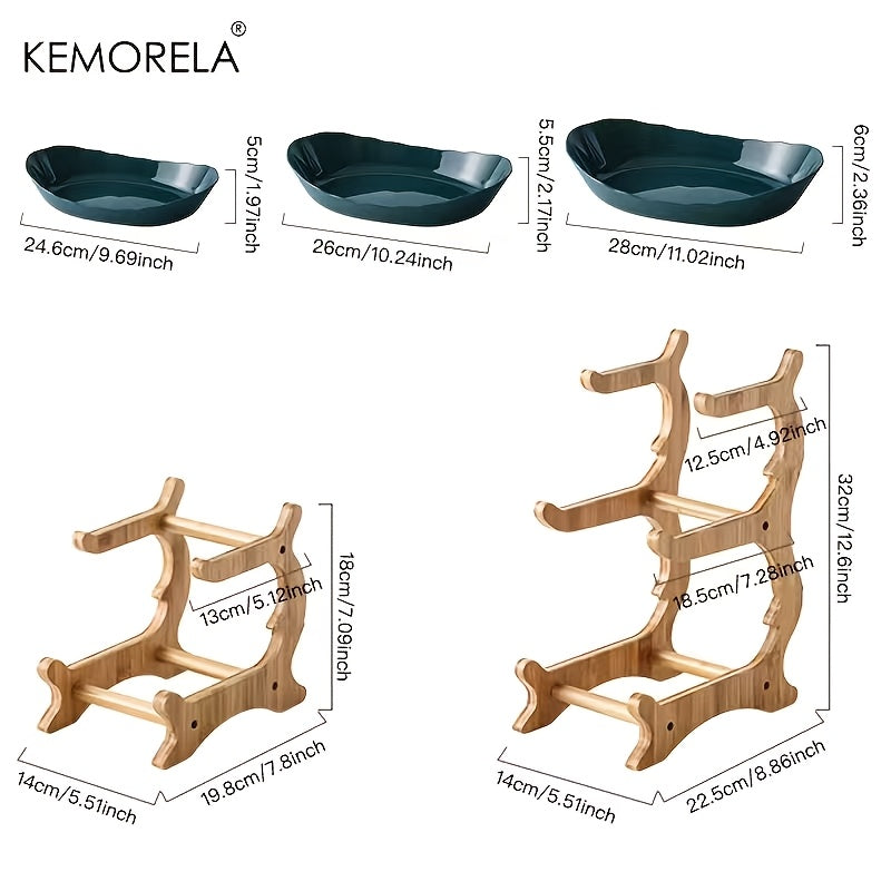 KEMORELA 2/3-stöckiger Obst- und Gemüsekorb aus Holz mit Holzbeinen - Vielseitiger Küchenorganizer für Obst, Gemüse und Eisgerichte - Perfekt für die Aufbewahrung im Kühlschrank, Obstkorb für die Küche