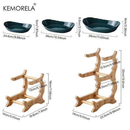 KEMORELA 2/3-stöckiger Obst- und Gemüsekorb aus Holz mit Holzbeinen - Vielseitiger Küchenorganizer für Obst, Gemüse und Eisgerichte - Perfekt für die Aufbewahrung im Kühlschrank, Obstkorb für die Küche