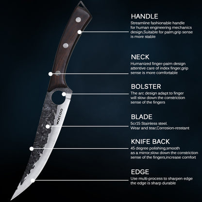 1-tlg. Küchen-Kochmesser Edelstahl-Ausbeinmesser mit Messerscheide, Obstmesser, Schälmesser, Obst-, Gemüse-, Fisch-, Fleisch-Beil, professionelles Schneidemesser zum Kochen, Küchenzubehör