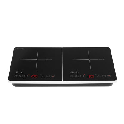 Induktionskochfeld 2 Platten - Super Slim Design, tragbar, bis 240 °C, 4h Timer, Touch-Bedienung, Induktionskochplatte doppelt, Induktionsplatte, Induktionsfeld