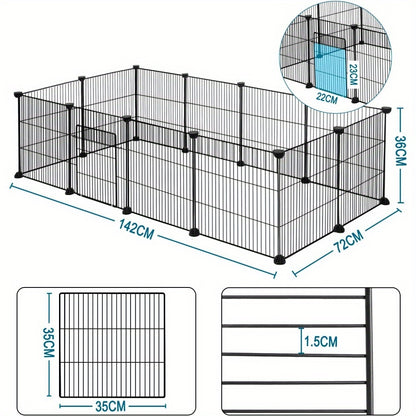 Kompakte Haustierbarriere für Kleintiere - Einfache Selbstinstallation, robuste und erweiterbare Gehege mit Eingang für Innen- und Außenbereich - Ideal für Welpen, Kaninchen, Kätzchen und mehr