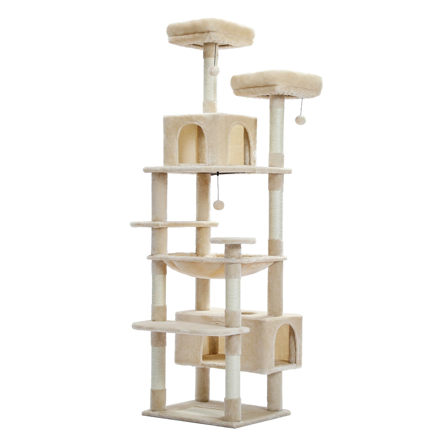 PAWZ Road Großer 184 cm Baum  Turm für Wohnungskatzen – mit Sisal-bezogenen Kratzpfosten, gepolsterten Sitzflächen, Kondos  Korb