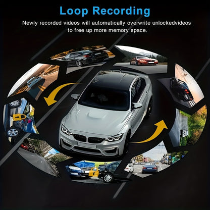 Dual Dashcam mit WLAN, Front- und Innenraumkamera, 1080P FHD Dashcam für Autos, mit Grad-Wide-Aufnahme, Parküberwachungs-App mit Loop-Aufnahme, 24-Stunden-Parküberwachung, mit optionalem 32GB SD-Karte