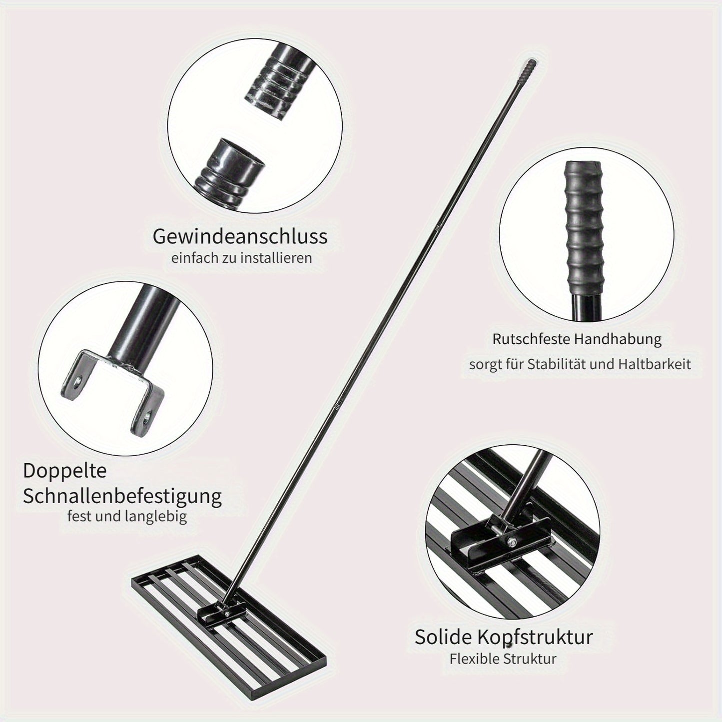 Handlicher Rasen Aushub Rechen 76 x 25 cm Garten Rasen Abzieher, müheloses Sand Rechen Werkzeug mit Griff 229 cm, Garten Rechen Scarifier für Hof, Golfplatz (Grün: 25*74.5*190cm; Silber: 35*75*190cm; Silber: 24.5*42.5*191cm Schwarz: 90*30*190cm)