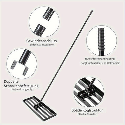 Handlicher Rasen Aushub Rechen 76 x 25 cm Garten Rasen Abzieher, müheloses Sand Rechen Werkzeug mit Griff 229 cm, Garten Rechen Scarifier für Hof, Golfplatz (Grün: 25*74.5*190cm; Silber: 35*75*190cm; Silber: 24.5*42.5*191cm Schwarz: 90*30*190cm)