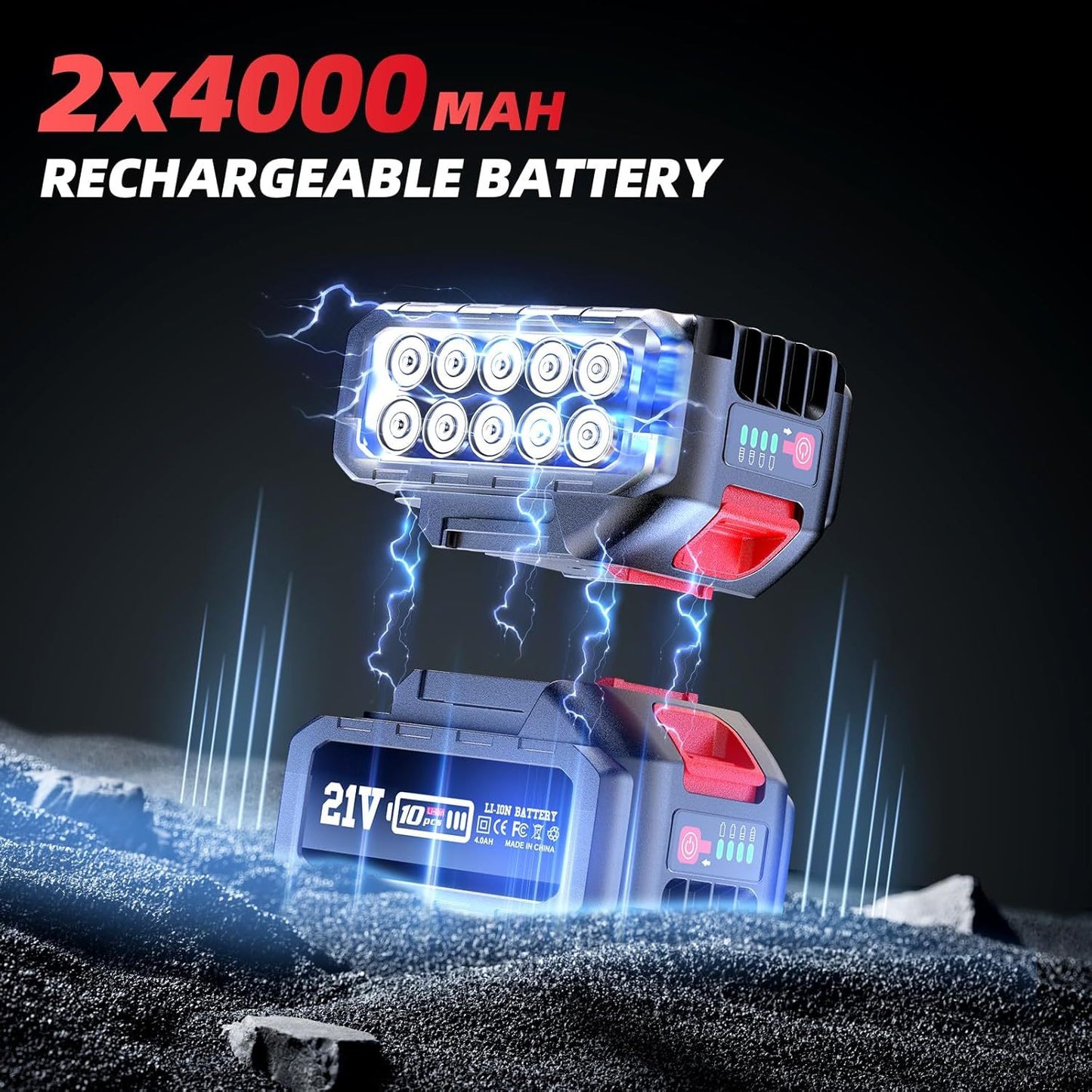 Avhrit Akku-Schlagschrauber 1000 N.m (738 Ft-lbs), mit 2× 4000mAh Akkus, Akku-Schlagschrauber 1/2 Zoll, Hochdrehmoment-Schlagschrauber mit 4× Schlagschrauber-Stecknüssen für verschiedene Schraubenwechsel, DIY, Schraubenanpassung