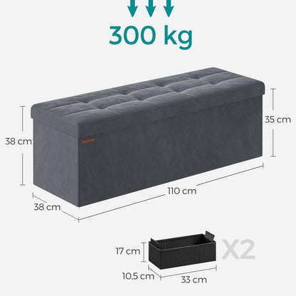 Sitzhocker, Aufbewahrungsbox mit Stauraum, klappbare Sitzbank, bis 300 kg belastbar, für Wohnzimmer Schlafzimmer Flur
