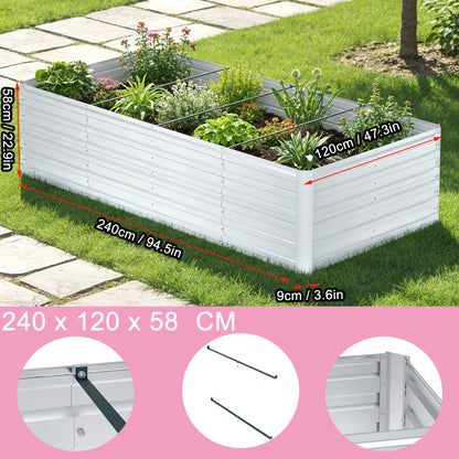 Hochbeet-Set – Pflanzkasten für Gemüse & Blumen im Freien – Rechteckiges Kräuterhochbeet für Garten, Terrasse – Grün/Schwarz/Silbrig – 4 Größen wählbar