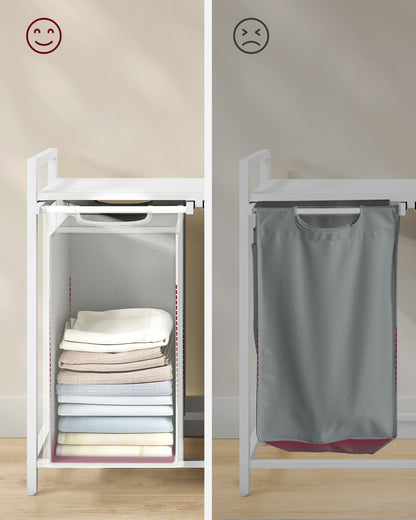 Wäschekorb 2 Fächer, Aufbewahrungsbox，Organizer faltbar, Wäschesammler mit Ablage, Wäschebox, Ordnungssystem Kleiderschrank，2 x 46 L, fur Weihnachts geschenke