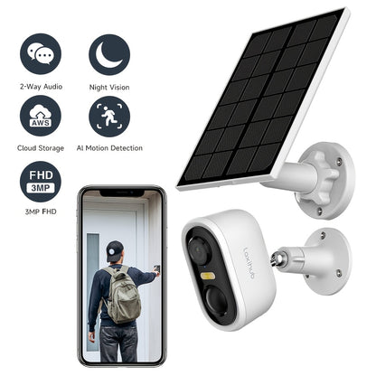 4 Stück LaxiHub Solarpanel-Sicherheitskamera, Drahtlose Outdoor Solarbetriebene WLAN Smart-Home-Kamera, IP65, Farb-Nachtsicht, Zwei-Wege-Audio, KI-Bewegungsverfolgung, APP-Steuerung