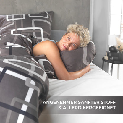 Bettwäsche 135x200 4teilig - Bettwäsche Set Allergiker geeignet - Bettbezug 135 x 200 & Kissenbezug 80x80 | modern & hochwertig