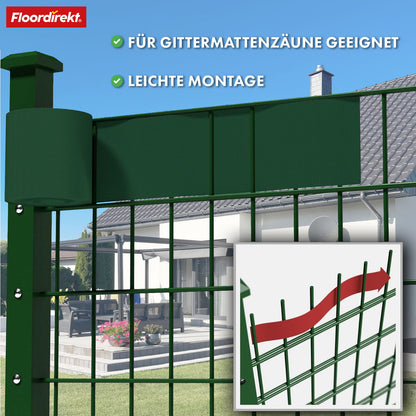 PVC Sichtschutzstreifen für Doppelstabmattenzaun – 35 m Rolle, 19 cm hoch, inkl. 20 Clips, in 3 Farben & 4 Designs erhältlich